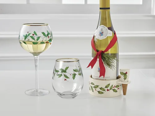 Miniatura 6 de Lenox Vasos altos con diseño navideño, copas para vino, Set de 4, 16 onzas, Transparente