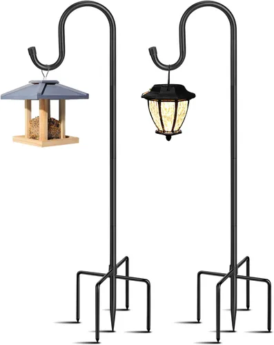 Miniatura 9 de Ganchos de pastor ajustables - 36 pulgadas, base de 5 puntas - Soporte para comedero de colibrí y luces solares colgantes - Tarro de masón - 36-2PK