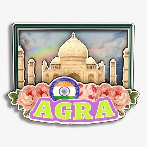 Miniatura 15 de Agra India - Imán de nevera de madera 3D de madera hecho a mano para viajes, recuerdos de ciudad, imán para nevera, decoración del hogar, regalo -719
