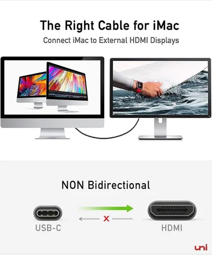Miniatura 7 de uni Cable USB C a HDMI de 10 pies 4K a 60 Hz, cable USB tipo C a HDMI de aluminio resistente (compatible con Thunderbolt 3/4) con Samsung S8-S23