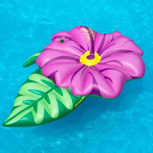 Miniatura 8 de SWIMLINE Flotador Inflable para Piscina Tumbona Balsa Colchón, Colchoneta Divertida, Flor de Hibisco, Morado jamaica (Hibiscus Flower)