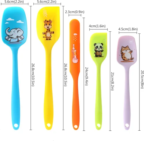 Miniatura 3 de 5 piezas de juego de espátulas de silicona de goma, DQELFA espátulas resistentes al calor de grado alimenticio para uso en la cocina, para cocinar