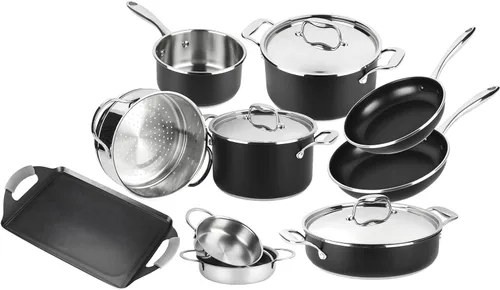 Miniatura 8 de MAGEFESA Prisma - Juego de utensilios de cocina de acero inoxidable de 8 piezas, ollas y sartenes duraderas con interior antiadherente, exterior