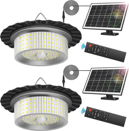 Miniatura 9 de Luz Solar de Cobertizo para Interiores y Exteriores, Lámpara Colgante de 244 LED con Iluminación de 360°, Sensor de Movimiento, Impermeable, Luces