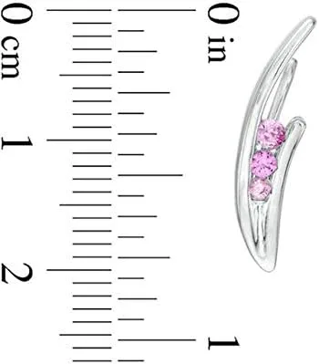Miniatura 3 de 0.20 CT redondo creado zafiro rosa tres piedras orugas oro blanco 14K