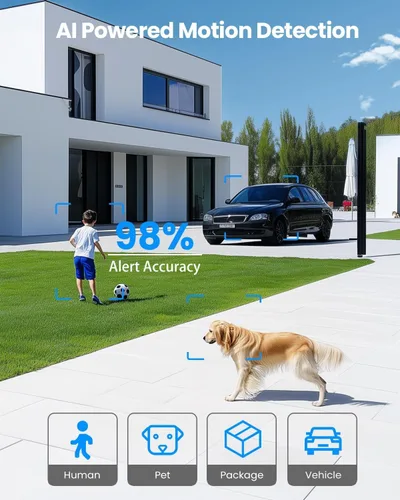 Miniatura 6 de VIZIUUY Cámara de seguridad solar de 5 MP para exteriores, cámara de seguridad inalámbrica alimentada por batería con vista de 360°, panorámica e