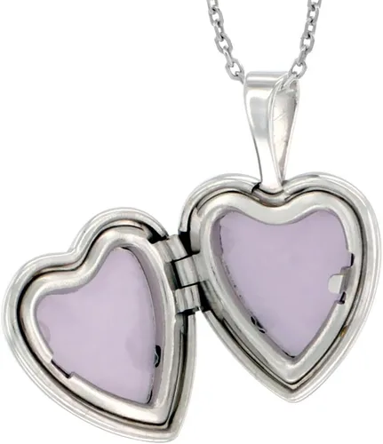Miniatura 2 de Collar con medallón de corazón de plata de ley de 12 pulgada para mujer, grabado floral de 16 a 20 pulgadas, Plata esterlina, Sin gemas.