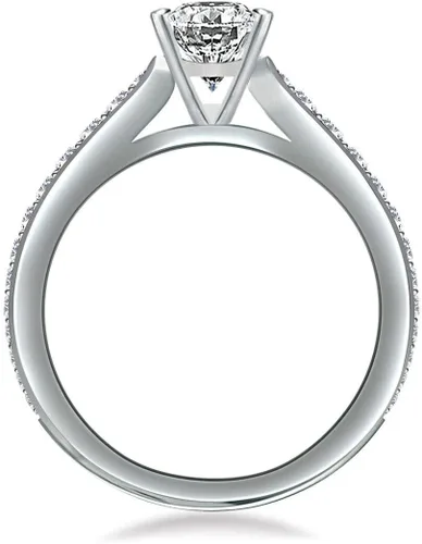 Miniatura 3 de Anillo de compromiso chapado en plata de compromiso con Moissanita de corte ovalado para mujer