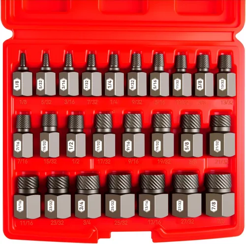 juego de extractores de pernos de impacto de 25 piezas con accionamiento de 3/8 pulgadas, 1/8" - 7/8", juego de extractores de tornillos de cabeza