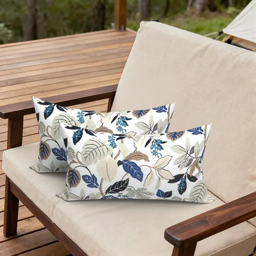 Miniatura 631 de Juego de 2 almohadas para exteriores de 16 x 16 pulgadas, repelentes al agua con interiores, para muebles de patio, hogar, jardín, geometría bohemia