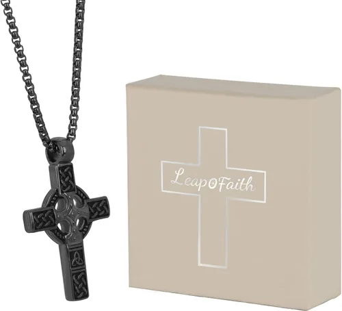 Miniatura 6 de Cross Pendant for Car Rear View Mirror Decor Prayer Hanging Ornament Stainless Steel Celtic Knot Cross Necklace Adult Men Christian Gift