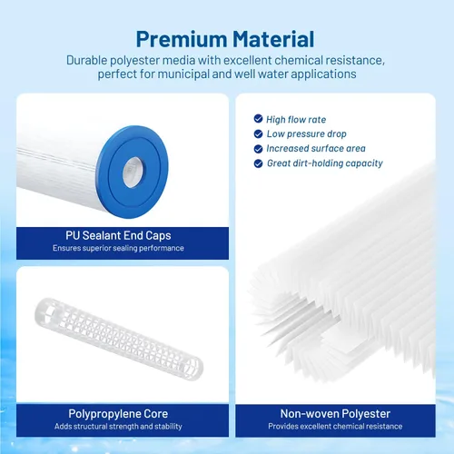 Miniatura 5 de Cartucho de filtro de agua para toda la casa de 5 micrones, 10" x 2.5", plegado, para reemplazar sedimentos de pozo, compatible con ECP5-10