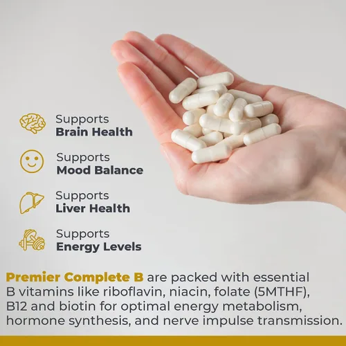 Miniatura 4 de Premier Research Labs Complete B - Suplemento complejo de vitamina B para una salud óptima Suplemento de vitamina B con biotina 9 vitaminas B