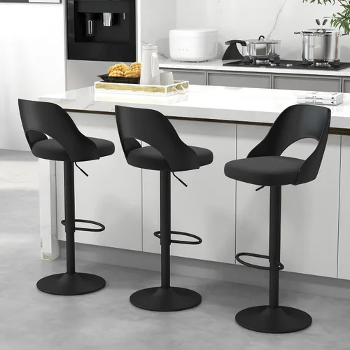 Miniatura 16 de civama Juego de 2 taburetes de bar para encimera de cocina, altura del asiento ajustable de 25 a 33 pulgadas, sillas de isla giratorias tapizadas