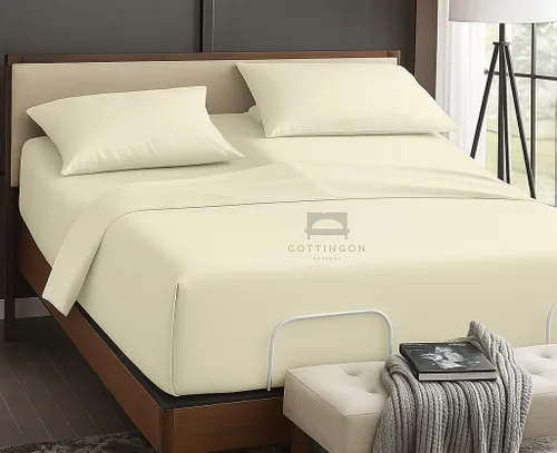 Miniatura 13 de Cottingon Juego de sábanas de 4 piezas para camas ajustables, 100% algodón egipcio de 28 pulgadas, hojas de cabeza flexible para dormir con números