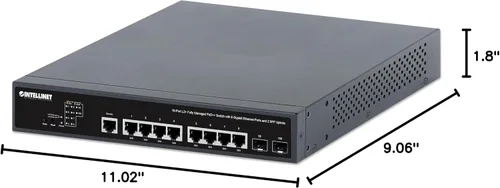 Miniatura 8 de Intellinet Switch Ethernet Gigabit L2+ de 10 puertos gestionado PoE++ con 2 ranuras SFP Uplink – Presupuesto de energía de 242 W, autorreparación