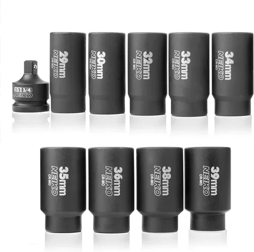 Miniatura 2 de NEIKO 02531A Juego de 10 piezas de 12 puntas de dados de 1/2 pulgadas, removedor de tuercas de llanta, enchufe de tuerca de husillo, juego de llaves