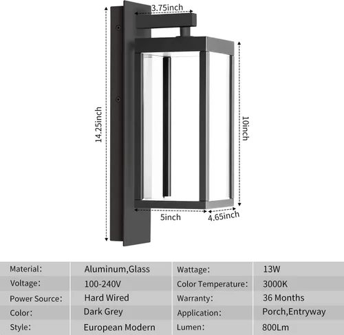 Miniatura 9 de Accesorios de Lámparas de Pared para Exteriores, Accesorios de Luz para Exteriores de Montaje en Pared, Iluminación de Aplique de Pared