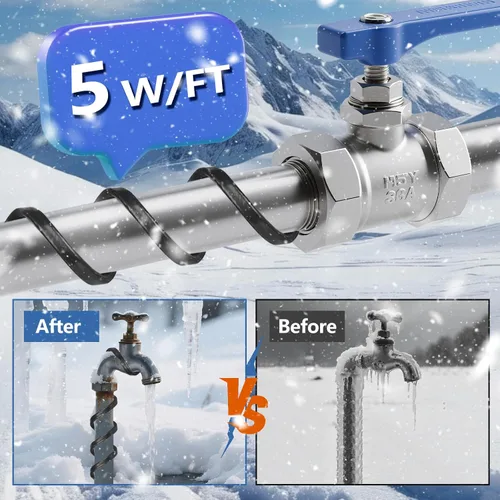 Miniatura 4 de Heat Tape - Cable de calefacción de deshielo, para tubos de metal o plástico, para proteger tuberías de agua contra la congelación, temperatura