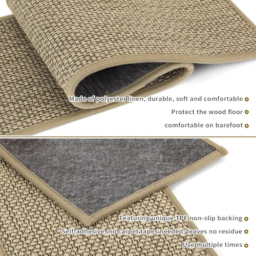 Miniatura 3 de SMILOOL Peldaños Antideslizantes para Escalones de Madera Interior Paquete de 4, 8" X 30", Alfombra para Escaleras de Madera, Alfombras