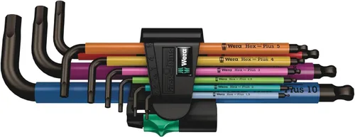 Wera Tools 05073593001 950 SPKL/9 SM N SB Juego de llaves hexagonales de brazo largo, talla única, multicolor