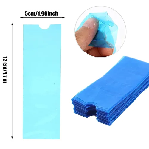 Miniatura 2 de 200pcs cubiertas azules de la pluma del tatuaje, mangas plásticas desechables para bolígrafos estándar de la máquina