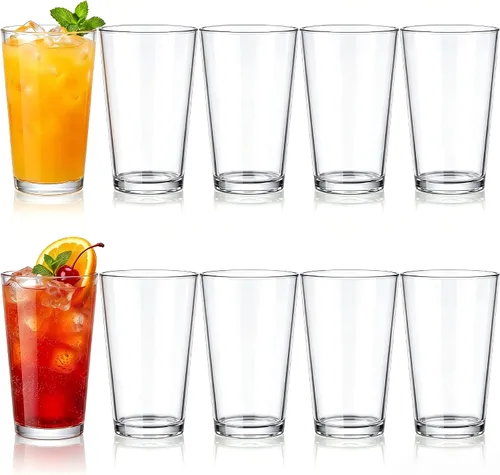 Gerrii 10 vasos de plástico transparente para beber, reutilizables, irrompibles, para jugos, acrílicos, aptos para lavavajillas, para adultos,