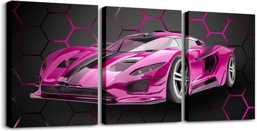 Miniatura 38 de Feelyou Cuadro azul de carreras para pared, 12 x 16 pulgadas, 3 piezas de autos deportivos de velocidad, lienzo para decoración de pared, diseño