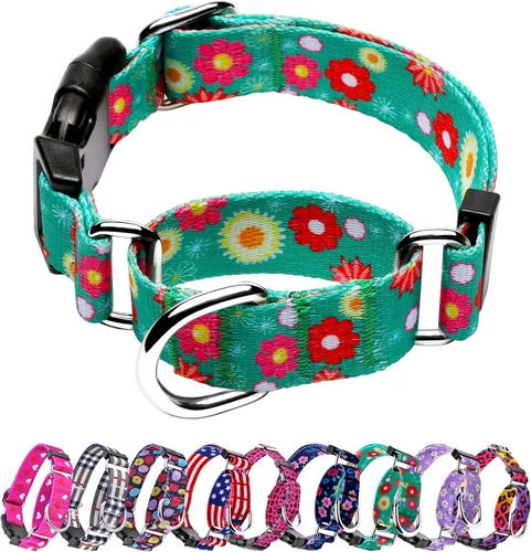 Miniatura 10 de Collar Martingale para perros, collares ajustables de nailon suave con diseño especial lindos patrones para perros pequeños, medianos y grandes Flor