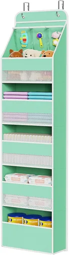 Miniatura 21 de Univivi Organizador para colgar sobre la puerta con 5 estantes de tela, organizador de almacenamiento para puerta con 4 bolsillos grandes y 3
