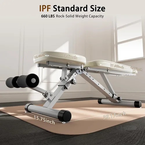 Miniatura 5 de Banco de pesas ajustable para gimnasio en casa, banco de entrenamiento para press de banca, entrenamiento de cuerpo completo, inclinación