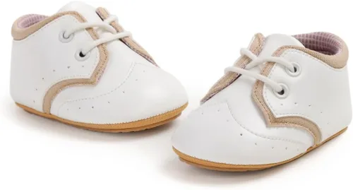 Miniatura 5 de SOFMUO Zapatos deportivos de piel sintética para bebés, niños y niñas, con suela de goma suave, mocasines Oxford para recién nacidos