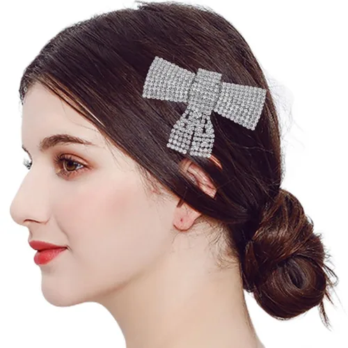 Miniatura 7 de Pinzas para el cabello con lazo de cristal, peine y pasador, joyería para el cabello con diamantes de imitación para boda, novia, accesorios