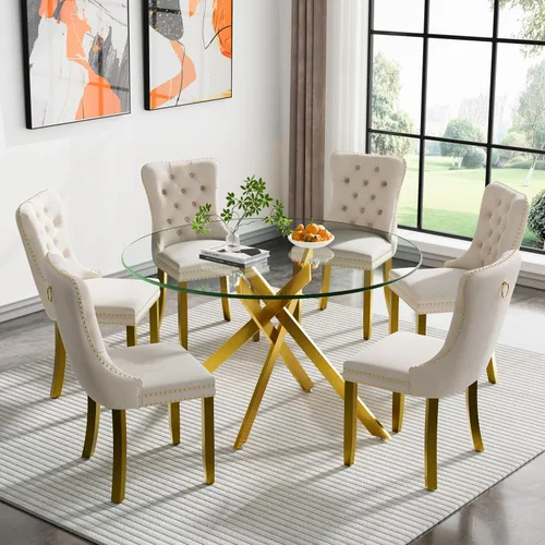 Miniatura 95 de HomVent Juego de mesa de comedor redonda de vidrio de 3 piezas, juego de mesa de comedor de vidrio templado para 2 mesas de cocina con 2 sillas