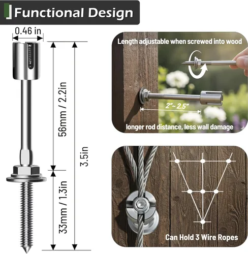 Miniatura 5 de Enrejado de alambre para plantas trepadoras al aire libre, juego de 20 enrejados de alambre de pared con cable y cortador de acero inoxidable