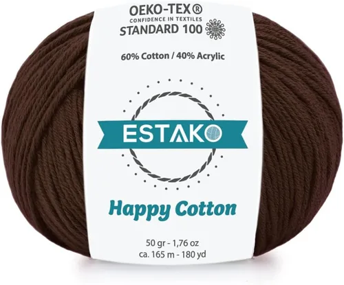 Miniatura 40 de Estako Happy Cotton, 1,76 oz (50 g) / 180 yardas (165 m) de lana 60 % algodón y 40 % acrílico, suave, fina/deportiva (2) para crochet y tejer