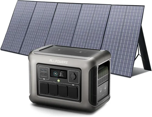 [Nueva versión 2025] ALLPOWERS R1500 LITE Estación de energía portátil con panel solar SP037, generador solar LiFePO4 de 1600 W 1056 Wh con panel de