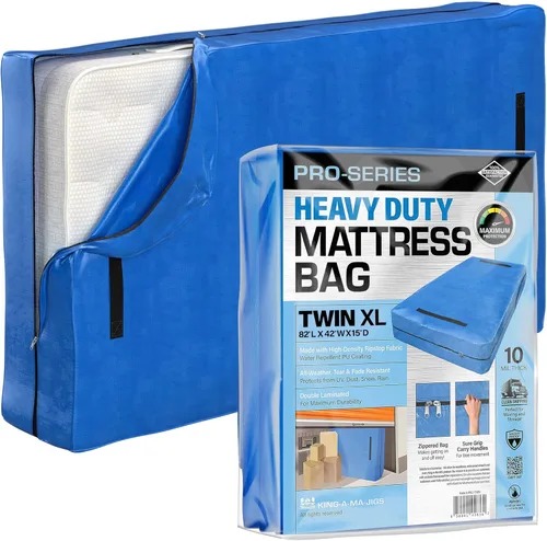 Miniatura 10 de Protector de colchón Full XL para mudanza y almacenamiento, resistente 10 mil de grosor, impermeable, para mudanzas, cremallera y 8 asas