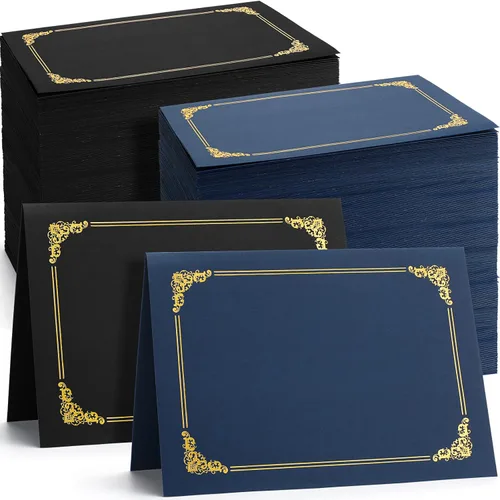 Miniatura 10 de Fainne 120 paquetes de soportes para certificados a granel, cubiertas para diplomas con borde de lámina dorada, cubiertas para documentos para Rojo