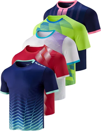 Miniatura 17 de Paquete de 5 camisetas de manga corta para hombre con cuello redondo y de secado rápido Camisetas atléticas para correr, entrenar en el gimnasio