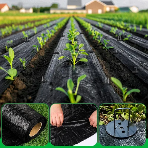 Miniatura 5 de 4 x 50 pies de tela para jardín, barrera de malas hierbas para jardín, cubierta de suelo, alfombrilla de jardinería con 4 clavos de tierra