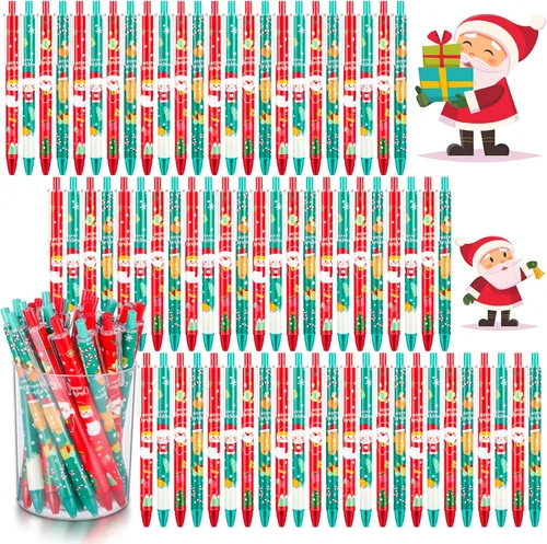 Miniatura 12 de Leinuosen 72 bolígrafos de Navidad divertidos para enfermera, a granel, lindos dibujos animados, retráctiles, bolígrafos de regalo de agradecimiento