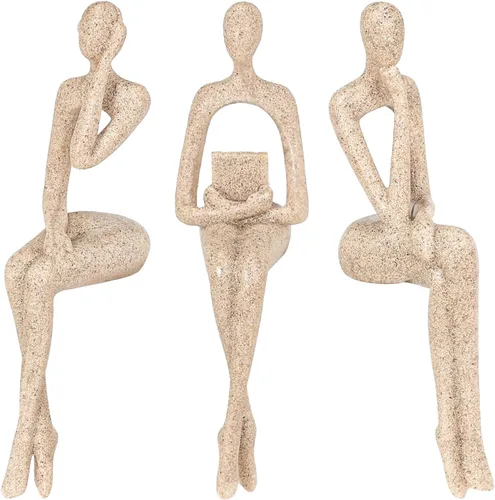 Miniatura 11 de BMLCGJ Estatua del pensador dorada, escultura de arte abstracto decorativa, figuras coleccionables de resina dorada para decoración del hogar, sala