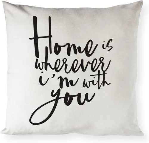The Cotton & Canvas Co. Home is Wherever I'm with You - Funda de almohada, funda de cojín, funda de almohada decorativa