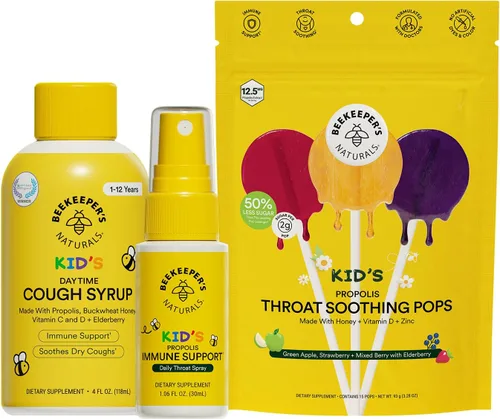 Miniatura 9 de Paletas para el dolor de garganta para niños de Beekeeper's Naturals - Apoyo inmunológico formulado por médicos, vitamina D y miel, menos de 2g