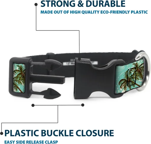 Miniatura 4 de Buckle-Down Collar de clip de plástico con palmeras de 9 a 15 pulgadas, tamaño pequeño