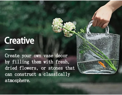Miniatura 7 de Florero de cristal para flores, florero único, florero de cristal para flores, decoración moderna de granja, estilo 1, gris