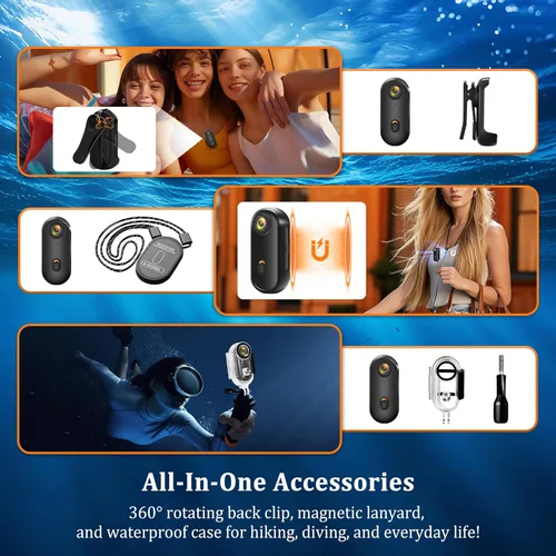 Miniatura 7 de Cámara de acción 4K (64 GB), cámara POV mejorada para 2026, WiFi, cámara a presión para el pulgar con funda impermeable, cámara deportiva portátil