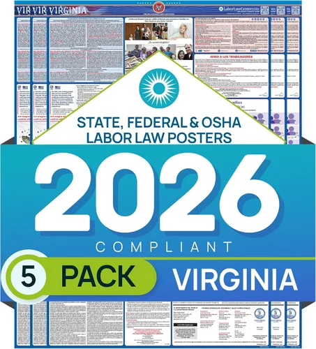 Miniatura 11 de Póster de la ley laboral 2026 de Virginia – Cumplimiento estatal y federal – OSHA, EEOC, FMLA, salario mínimo – Póster de empleo duradero, laminado
