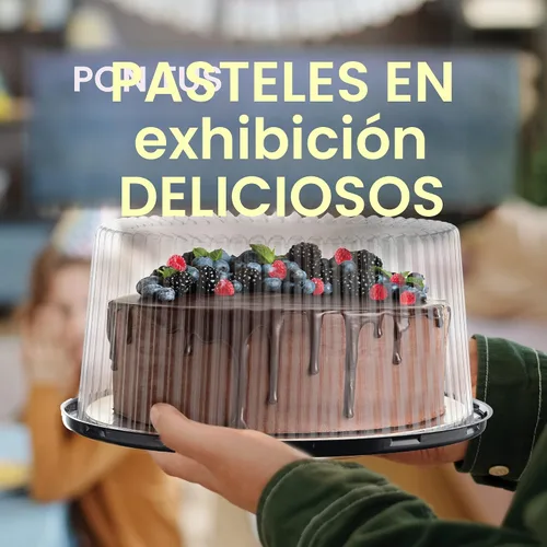 Miniatura 6 de Contenedores Transportadores Desechables de Plástico para Pasteles de 10 - 11" con Tapas de Cúpula y Bases para Pasteles [Paquete de 5] y Servidor